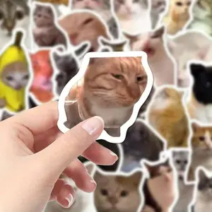 100pcs Funny Cat Meme Stickers Pack, Cute Waterproof Vinyl Decals for Phone, Laptop, Scrapbook, DIY Aesthetic Decoration
