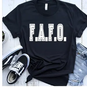 F.A.F.O. Black T-Shirt with Bold White Lettering, Casual Style, Perfect for Everyday Wear