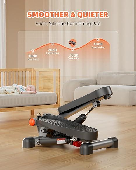 Mini Steppers for Exercise, Stair Stepper with Resistance Bands, Stepper with 330LBS Loading Capacity, Stepper Exercise Equipment with Resistance Bands for Full Body Workout with LCD Monitor