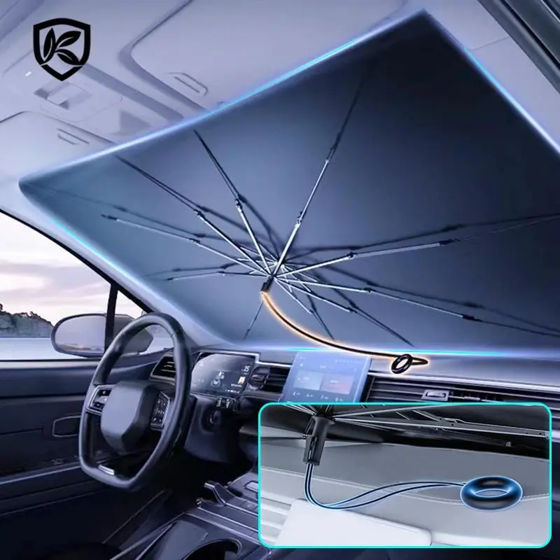 Universal Car Windshield Sunshade Umbrella - Foldable Solar Protection for Front Window - Keep Your Car Cool with Easy-to-Use Parasol Sun Blocker NONE