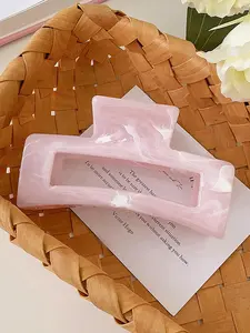 Women's 3pcs/1pc 11cm Plastic Hair Clips, Blue Square Design, Fashionable & Elegant, Super Cute Clips, Daily Use, Party, Beach, Travel Accessories