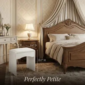 Curved Vanity Stool with Padded Seat, Small Makeup Bench for Bedroom Dressing Table