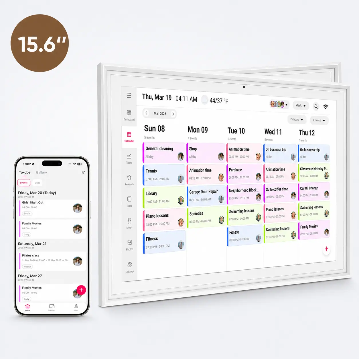 【BackToSchool】2026 Smart Family CalendarTouchscreen, 15.6 Inch HD Display, WiFi Sync,32GB Storage, Family Schedule & Chore Manager,Smart Reminders, AiMOR App Sync, Ideal Gift forParents & Busy Families,back to school,back toschool haul