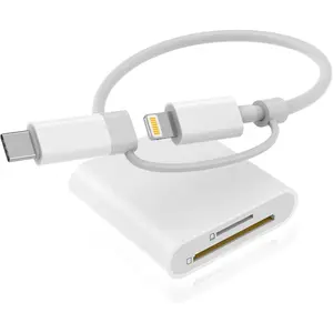 SD Card Reader for  iPad, Dual Connector (Lightning&USB-C) Memory SD Card Adapter, Support SD/MicroSD Cards, High-Speed Digital Trail Camera to  Viewer, Plug and Play