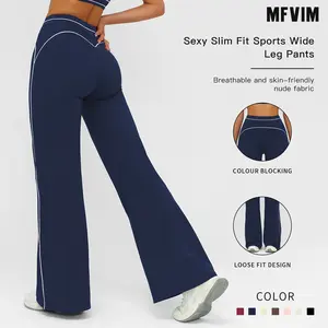 MFVIM Women's Solid High Waist Flare Leg Sports Tummy Control Leggings, Casual Comfy Breathable Wide Waistband Skinny Pants for Workout Running, Ladies Sportswear, Summer Outfits 2025 SpringStatements