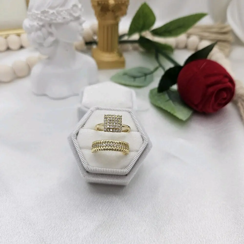 LaYaiBoutique #2291 Wedding duo ring, 14k gold plated, High Quality
