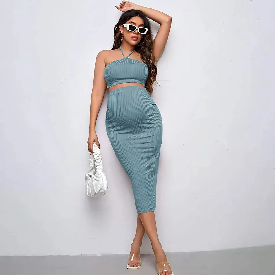 Jodie Ribbed Maternity Skirt Set