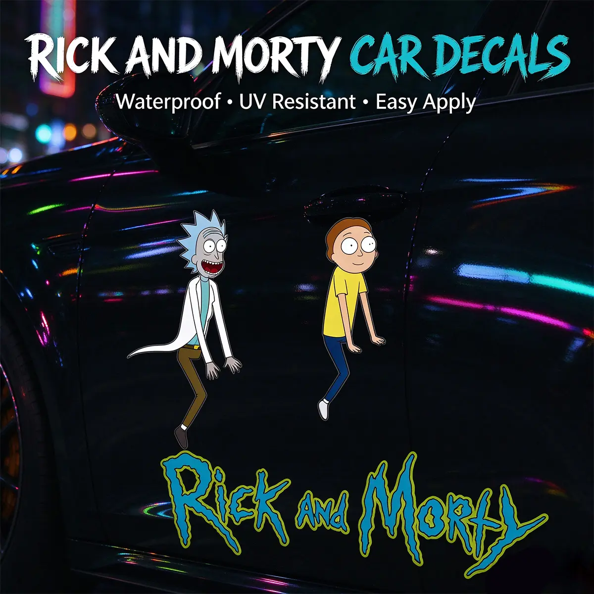 Rick and Morty Car Decals Officially Licensed Anime Vinyl Stickers Waterproof UV Resistant Auto Exterior Accessories