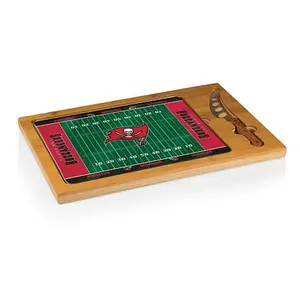 Football Fan Shop Picnic Time Icon Glass Top Cutting Board - Tampa Bay Buccaneers