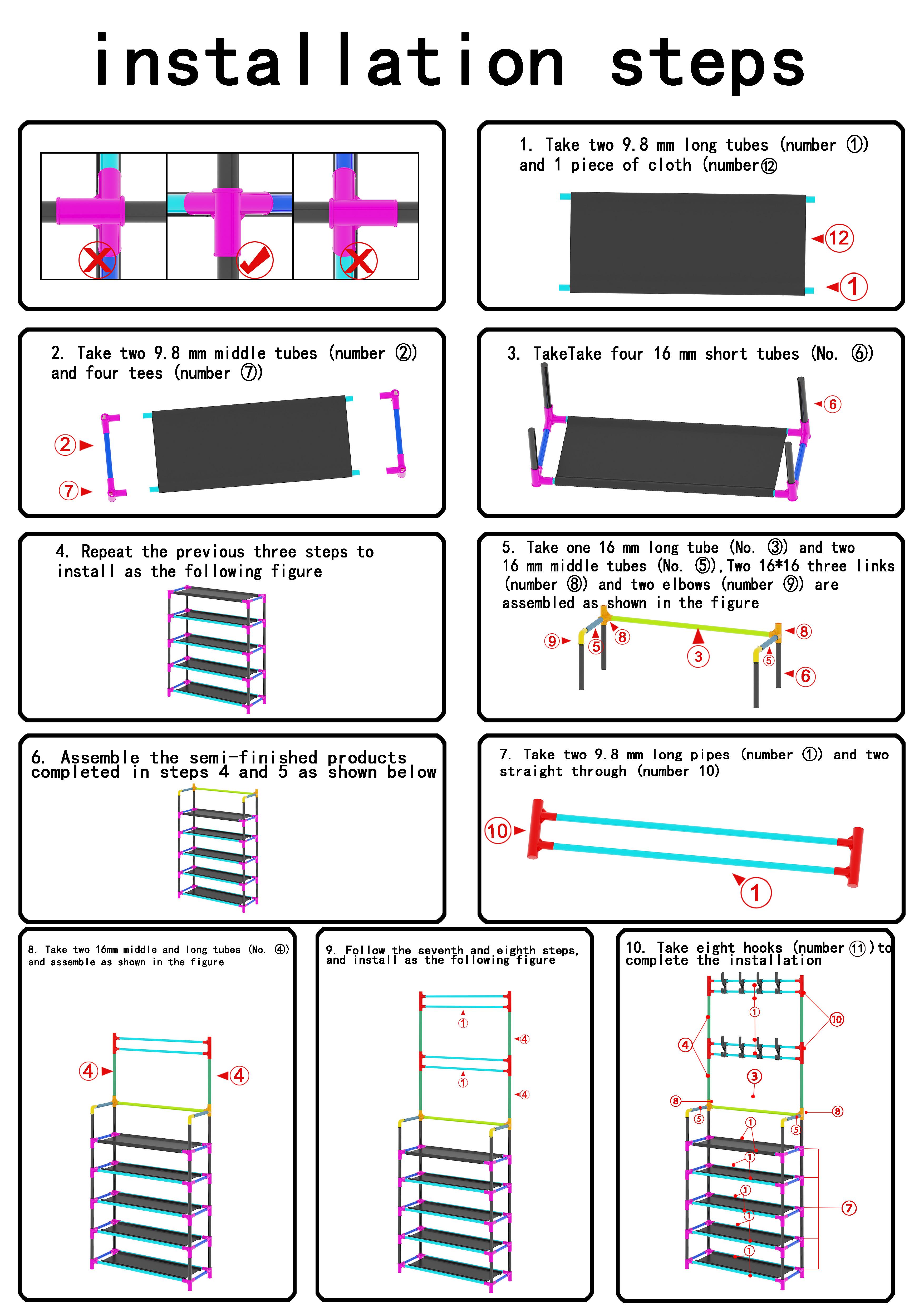 5-Layer Shoe Rack with Coat Hooks, Metal Entryway Organizer, Floor-Standing Hat and Clothes Hanger Stand