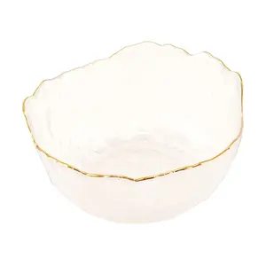 KAWASIMAYA Gold Trimmed Glass Bowl 330ml Salad Fruit Dessert Yogurt Bowl
