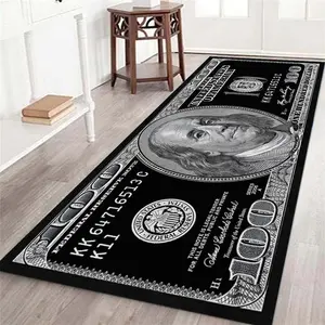 Vintage American Style Trendy Carpet, Creative $100 Rug, Street Punk Hip-Hop Design, Durable No-Fuzz Fabric for Indoor Living Room Bedroom Kitchen, Vintage Runner Rug, Low Pile Rugs