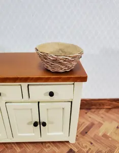 Dollhouse Basket Large Round Natural Fiber with Brown Paper Liner