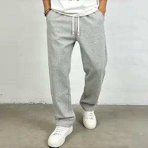 Men's Solid Color Sports Pants with Drawstring Elastic Waist Regular Fit Straight-Leg Knitted Fitness Pants for Gym Running Outdoor Sports & Daily Wear All Seasons