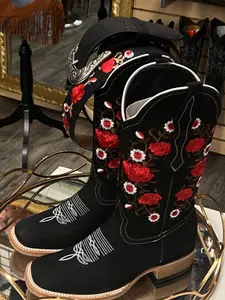 Flor51 Black Boots & Belt - High-Quality Leather, True to Size, Wide Calf Fit, Versatile Style for Any Outfit