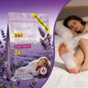 Lavender Foot Patches with Bamboo Charcoal, Ginger & Tourmaline Deep Cleansing Pads That Help Relieve Stress, Improve Sleep and Absorb Impurities, Enriched with Vitamin C & E