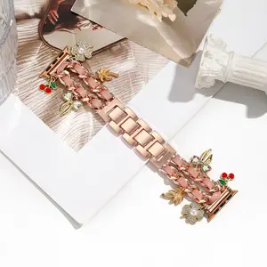 Trendy Wristband for Apple Watch with Distinctive Charms – Fashionable Replacement Straps for 38mm to 49mm iWatch Series 2-10 SE & Ultra – Ideal for Women