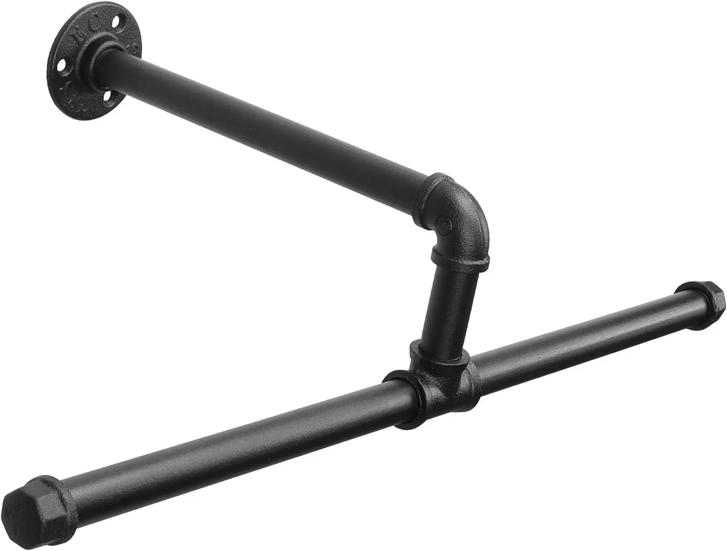 Industrial Pipe Clothes Rack Floating DIY Wall Mounted, Heavy Duty Rustic  Clothing Rod, Metal Garment Bar Space-Saving Hanging for Bedroom, Bathroom and Laundry Room (Black 20 inch)
