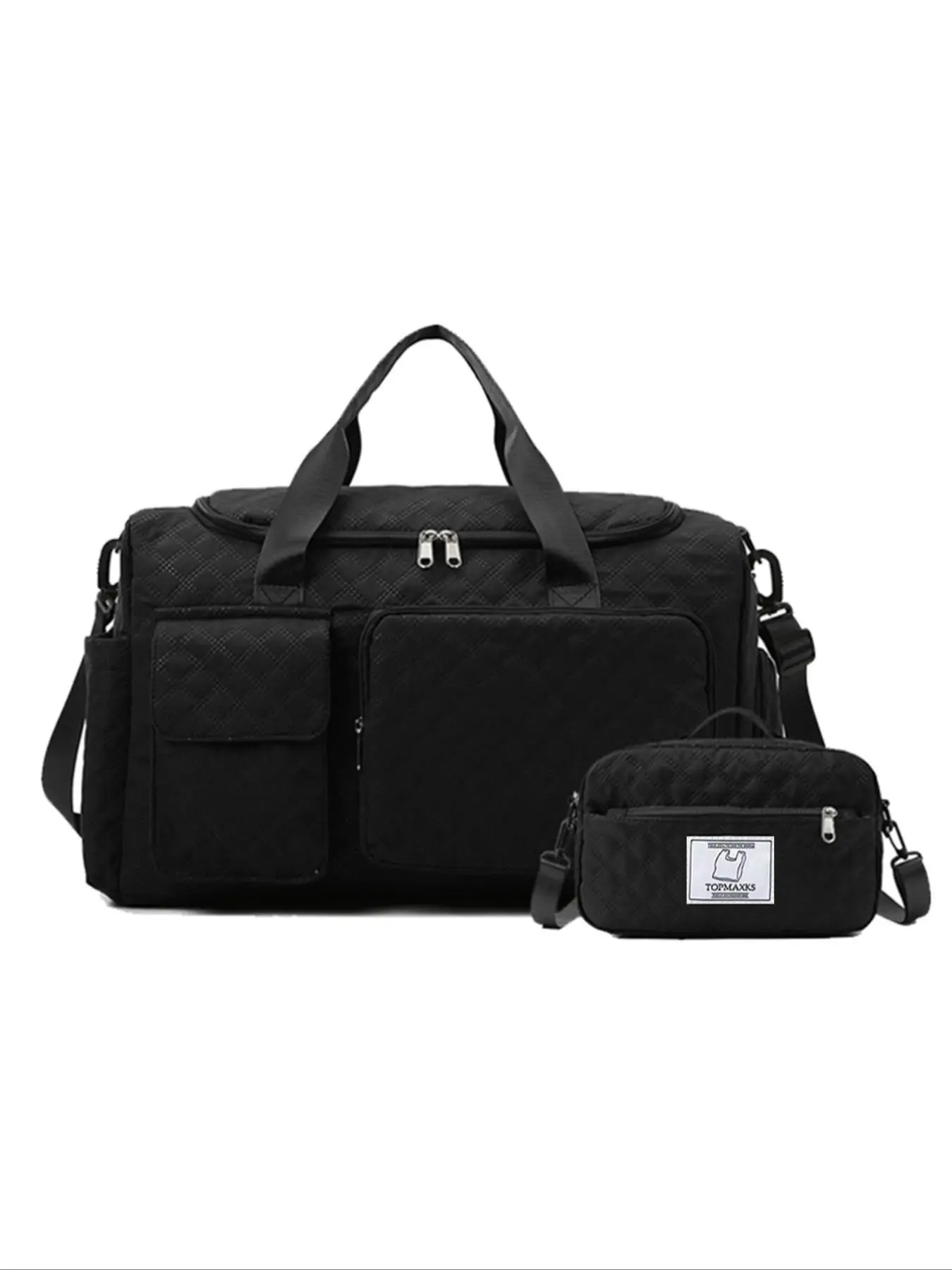 Summer Large Capacity Travel Duffle Bag & Square Crossbody Bag, Quilted Zipper Travel Bag Set, Wet and Dry Separation Sports Fitness Bag, Yoga Swimmin