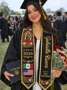 Custom Mexican Graduation Stole 2026, Virgen De Guadalupe Graduation Stole, Personalized Name Flag Sash