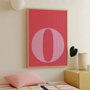 Pink Letter “O” Wall Art Print, Big Alphabet Poster for Nursery, Teen Room or Preppy Dorm Decor, 5 Size, 8x12 to 27x40 inch, Room Decor, Unframed