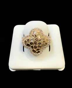 Ali Jewelers 10-Karat Gold Flower-Style Nugget Ring - Cluster Style, Decorative Gold Rings for Daily Wear Fashion Costume Accessory
