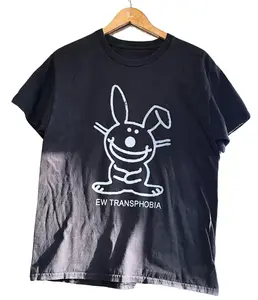 EW T Black Shirt with White Bunny Graphic and "EW TRANSPHOBIA" Text Bold Contrast Design for Statement Wear