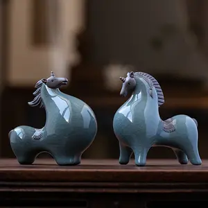 2025 Exclusive Ceramic Tang Horse Statue - Handcrafted Indoor/Outdoor Decor for Home & Office, Cottagecore Aesthetic + TikTok Viral Gift, Classic Style, Animal Theme, Original Artwork, Valentine's Day Decoration,  No Battery Mount Ornaments Green