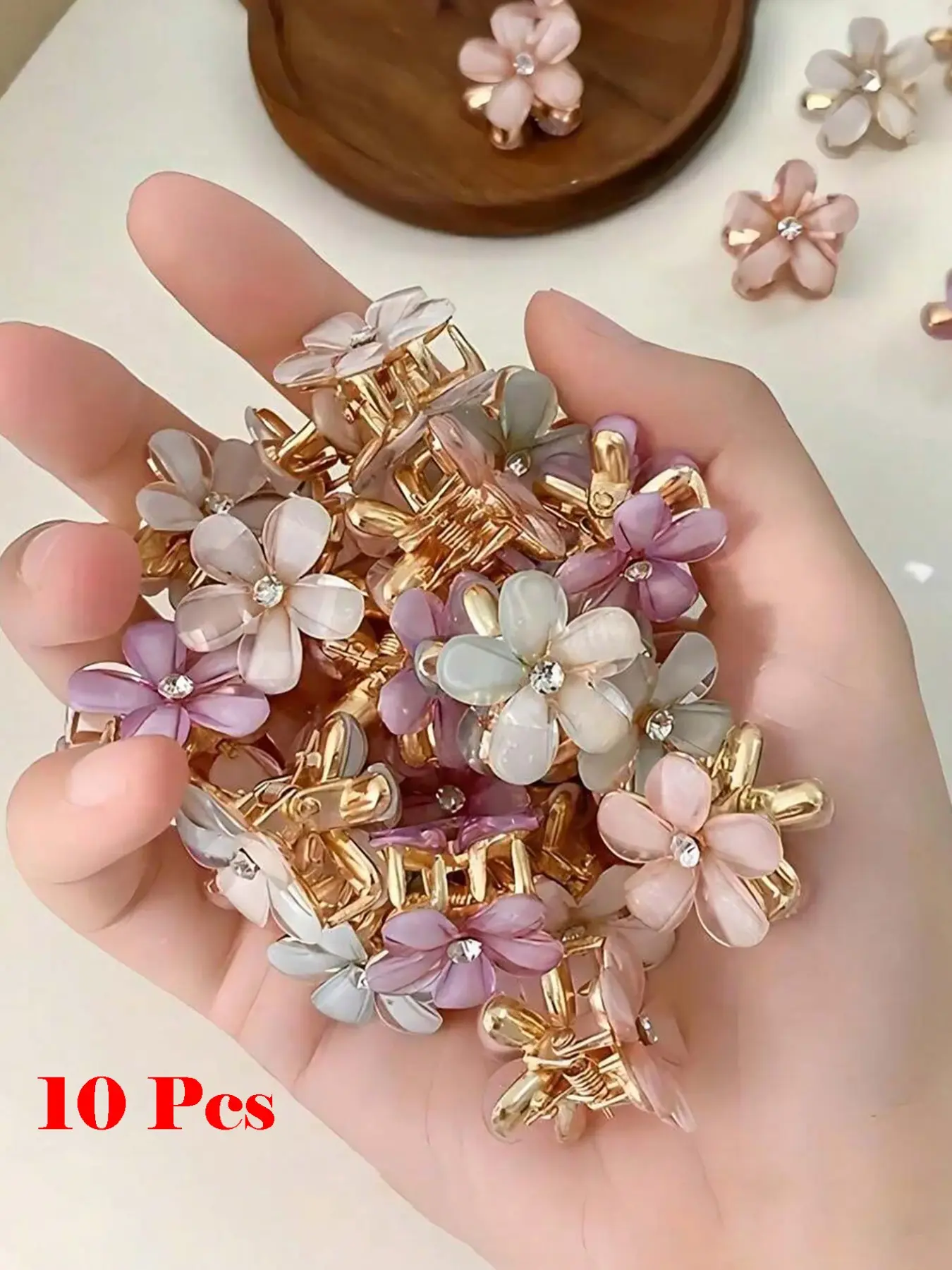 Mother's Day Gift, 10pcs Flower Design Cute Colorblock Hair Claws Set, Cute Hair Clips, Fashion Hair Accessories for Women & Girls, Suitable for Thick Hair, Minimalist Headwear