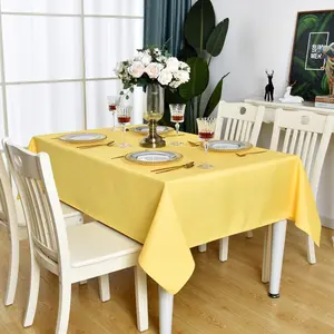 Yellow Rectangle Tablecloth Waterproof Stain Resistant Wrinkle Free Table Cloth 210GSM Polyester Wipeable Table Cover for Party, Banquet, Indoor and Outdoor-Square/Rectangular