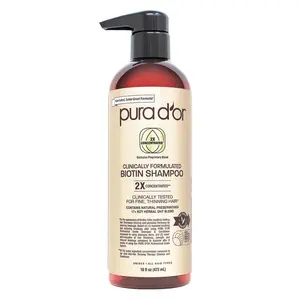 PURA D’OR Clinically Formulated Biotin Shampoo 16oz (473ml) – Thickening Shampoo for Thinning Hair, Sulfate Free Biotin Shampoo with Aloe Vera, Argan Oil & 17+ DHT Blocking Ingredients