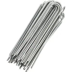 100-Pack Anti-Rust 8 Inch 9 Gauge Heavy-Duty U-Shaped Garden Securing Stakes/Spikes/Pins/Pegs - Hot Dipped Galvanized Sod Staples for Anchoring Landscape Fabric