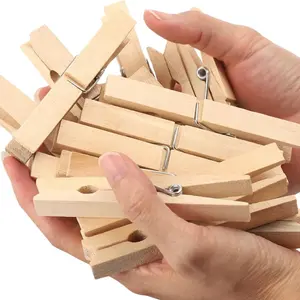 20pcs Natural Wood Clips, Photo Clips Wooden Note Clips Snack Clips Moisture-Proof Clothes Clips Art Clips