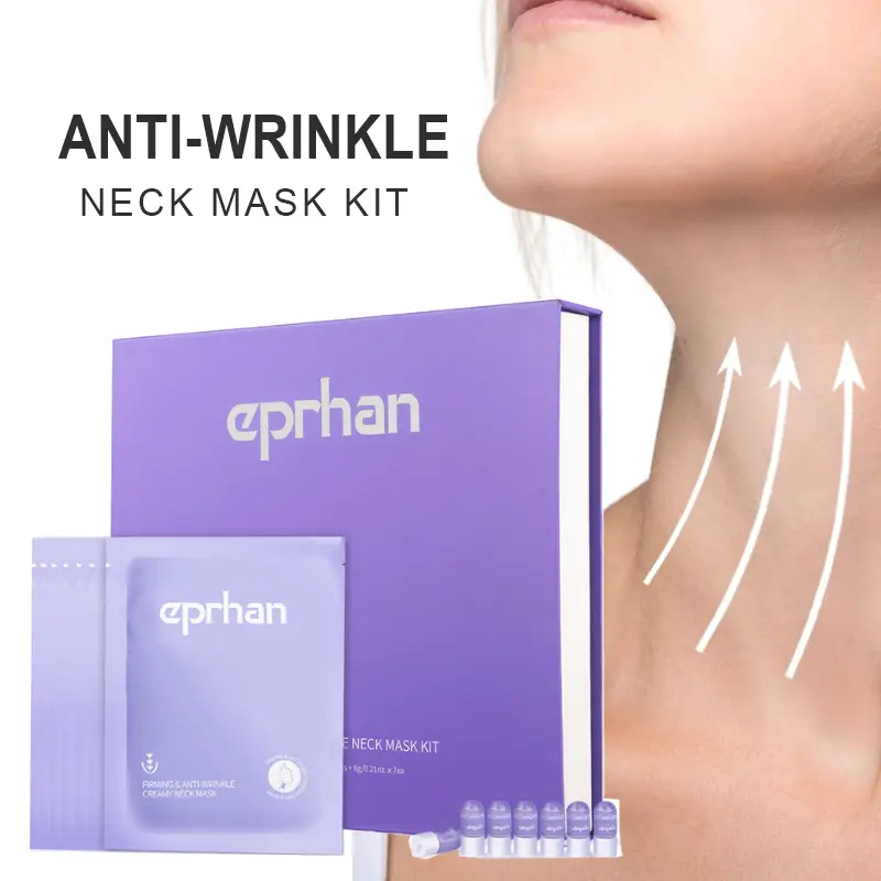 EPRHAN Anti-Wrinkle Neck Firming Mask Kit - Targets Fine Lines & Neck Wrinkles with Peptide Serum +Collagen Hydrogel Neck Mask for Visible Smoothing - 7 Sheets per Pack