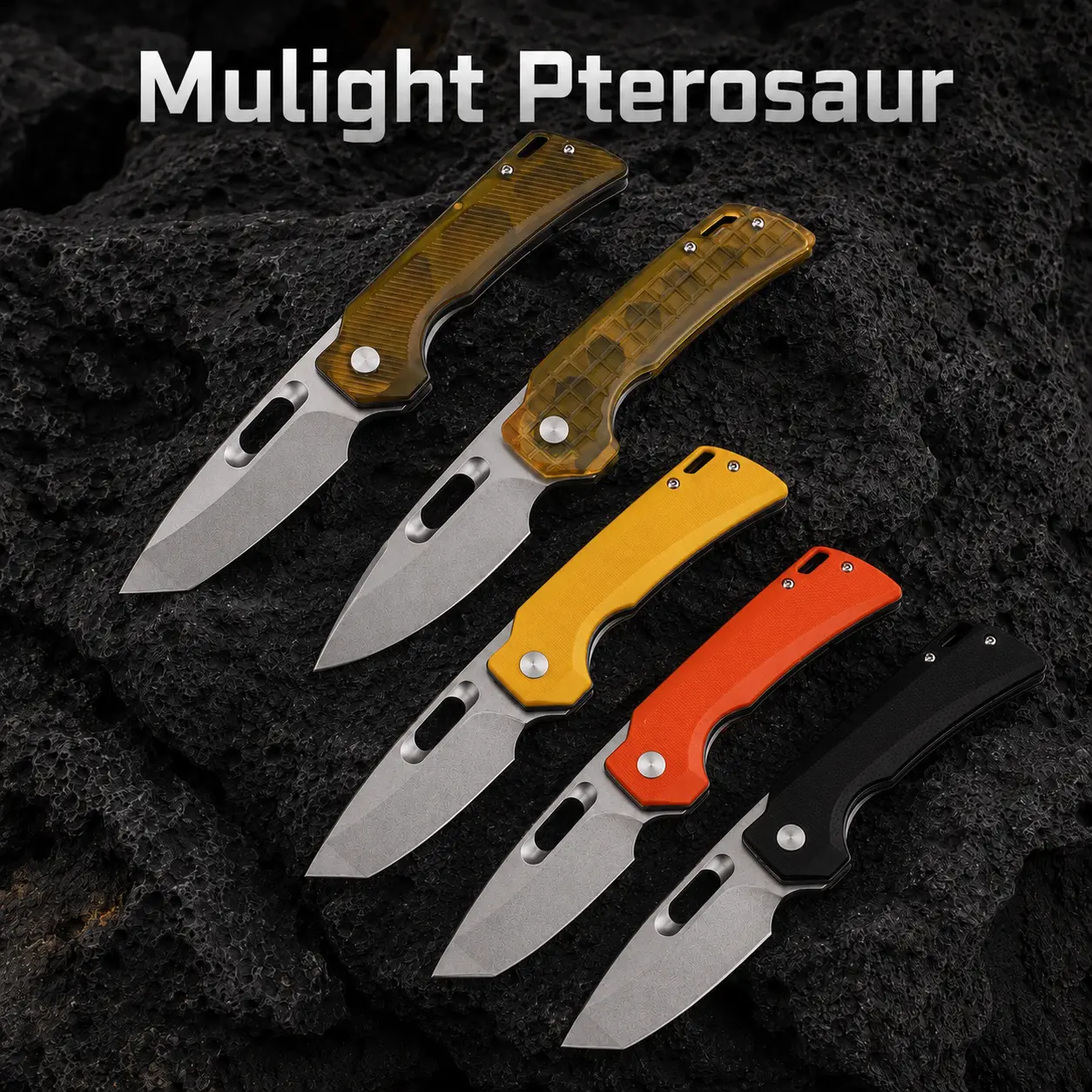Mulight Pterosaur EDC Folding Tool - 14C28N or T110 Steel, PEI / Carbon Fiber / G10 / Micarta Handle, Manual Pocket Utility Tool