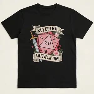 Sleeping With The DM Shirt, Funny TTRPG Dice Tee, Tabletop RPG Gamer Couple Gift, D20 Dice Graphic Top For Dungeon Master Wife Girlfriend white good leo rising outfits
