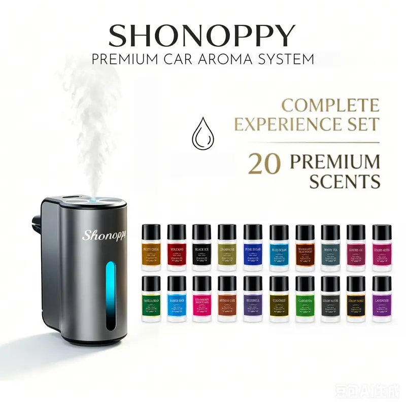 Scent Perfume Car Air Freshener,Rechargeable Car Aroma Diffuser with 20 Essential Oils, Car Interior Decoration Accessories