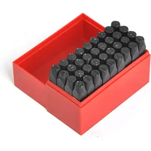 36 count 3/8" Steel Metal Punch Letter & Number  Stamping Set with Plastic Case