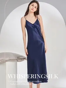 Whispering Silk Nightgown for Women 22 Momme Mulberry Silk Maxi Fitted Dress Long Flowy for Spring Summer