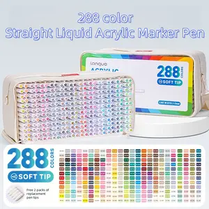 96/192/240/288 Color Auto Ink Acrylic Paint Markers, Handbag Style with Storage Base, Layered Organizer Box, Brush Head Art Supplies, Acrylic Paint Pen, Diy Painting Supplies