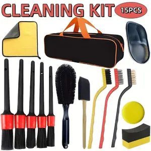Comprehensive Car Detailing Set with 12 Tools and 3 Brushes, Includes Wash Machine, Wheel Brush, Wax Brush, Sponge, Microfiber Towel, Gap Brush, Car Detailing Kit