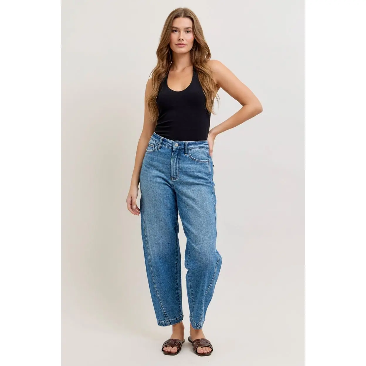 Judy Blue High Waist Rigid Magic Panel Barrel Jeans