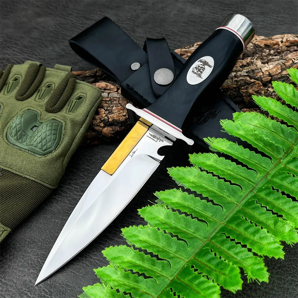 High-Hardness Sheathed Compact Camping Fixed-Blade Knife  Outdoor Fishing Knife; 9Cr13Mov Blade; Ebony Handle Portable Jungle Climbing Multi-Tool Outdoor Knives