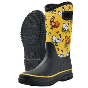 HISEA Women's Waterproof Mud Boots  | Neoprene Rubber Garden & Rain Boots | Mid-Calf Outdoor Shoes for Farming, Hunting, Hiking