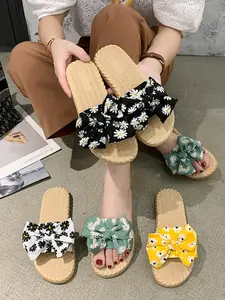 2026 Summer New Bow Round Toe Casual Comfortable Flat Sandals for Women, Fashionable All-Season Slip-On Shoes