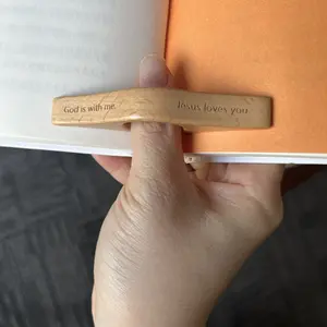 Walnut Wooden Thumb Page Holder "God is with me" and "Jesus loves you" - Lightweight, Compact, and Comfortable for Book Lovers