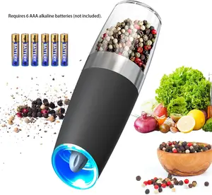 Gravity-Sensing Electric Salt & Pepper Grinder — Automatic Grinding, Built-in LED Light, Adjustable Coarseness, Large-Capacity Design; The Ideal Choice for Home Kitchens and BBQ Settings.