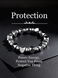 Natural Obsidian Agate Bracelet, Root Chakra Protection Stone, Men's Energy Jewelry, Boost Confidence & Emotional Stability Gift