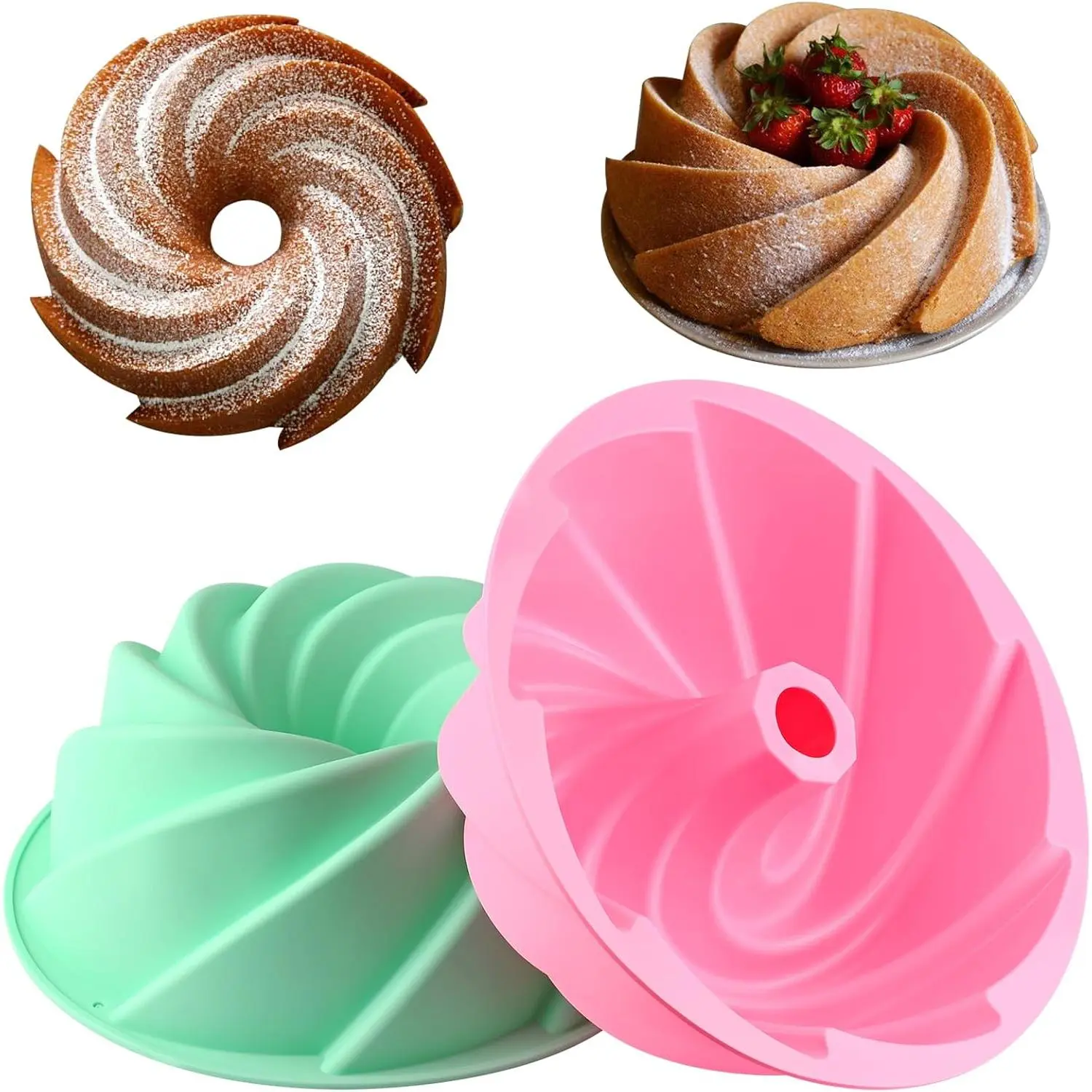 Large Bundt Cake Pan (2 Pack) - Nonstick Fluted Tube Pan, Heritage Bundtlette Cake  Mold for Cake, Brownie, Cornbread, Jello Cake