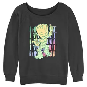 Juniors Womens Marvel: I am Groot Rainbow Quote Dance Sweatshirt